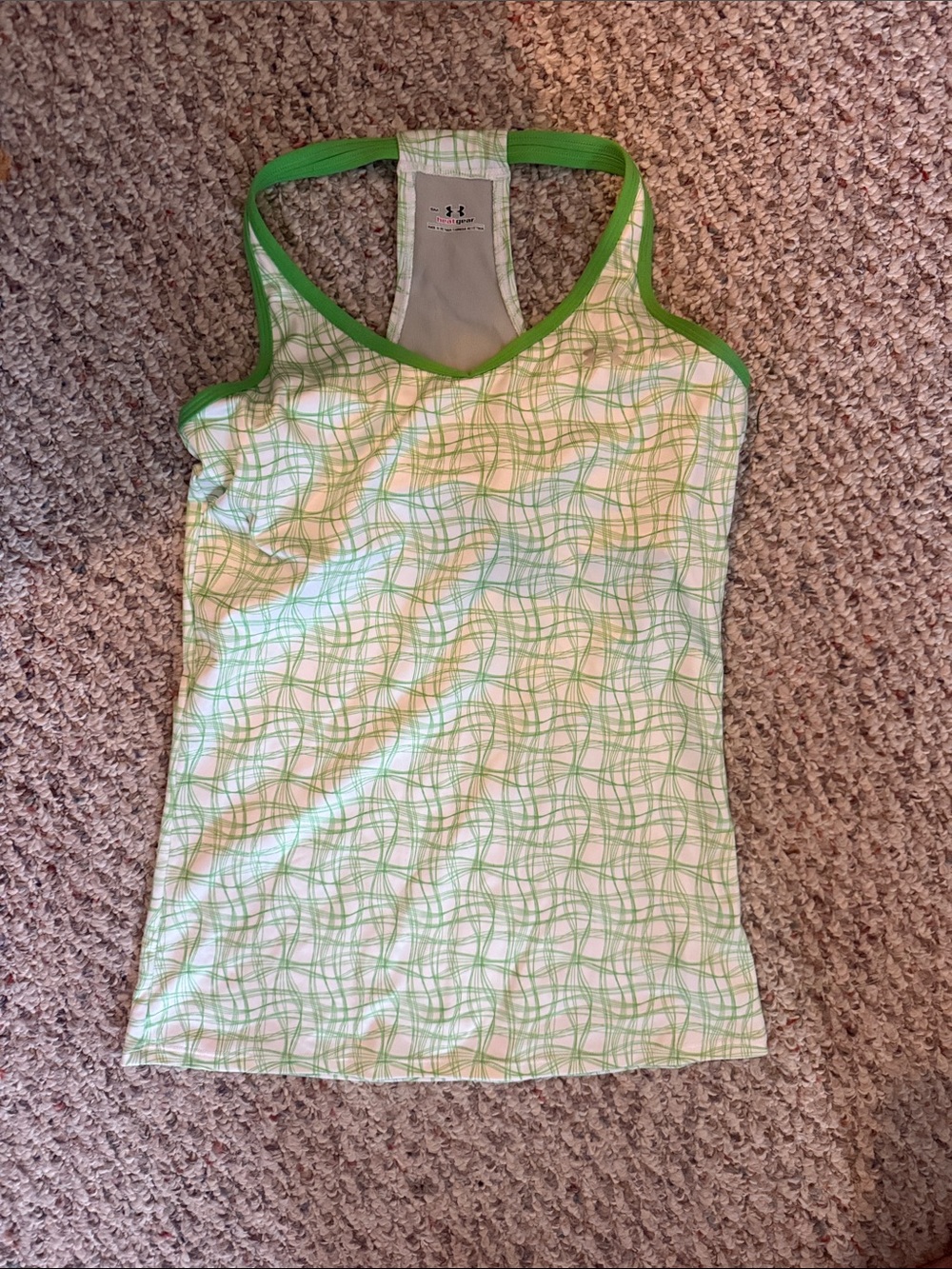 Under Armour White Tank with Lime Green Trim